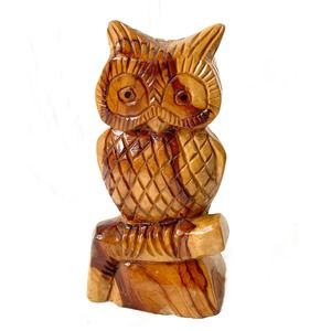 Owl Carved Wooden Figurine